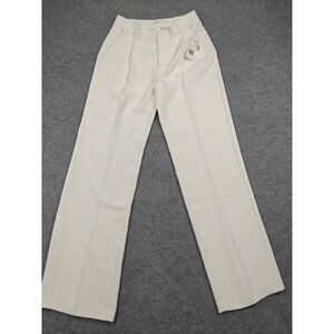 Good American Pants Womens 8 White Twill Luxe Suiting Column Dress Trousers New